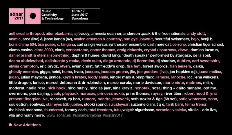 Sónar 2017 adds more than 60 names to its program