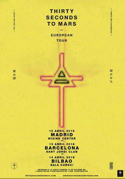 Thirty Seconds To Mars confirman 3 conciertos en España en abril de 2018