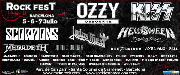 Daily schedule for Rock Fest Barcelona 2018